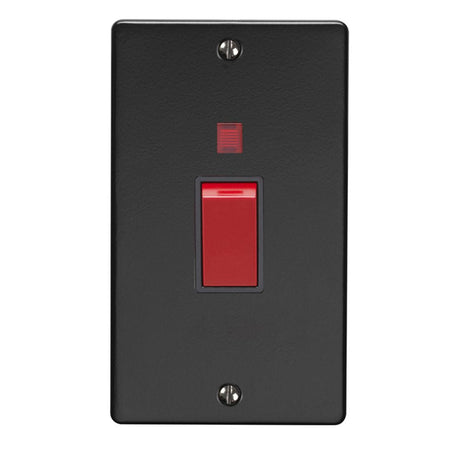 This is an image showing Eurolite Stainless Steel 45Amp Switch with Neon Indicator - Matt Black (With Black Trim) mb45aswnb available to order from T.H. Wiggans Ironmongery in Kendal, quick delivery and discounted prices.