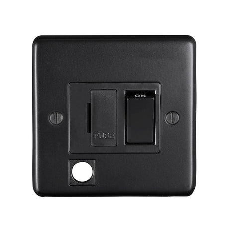 This is an image showing Eurolite Stainless Steel Switched Fuse Spur - Matt Black (With Black Trim) mbswffob available to order from T.H. Wiggans Ironmongery in Kendal, quick delivery and discounted prices.