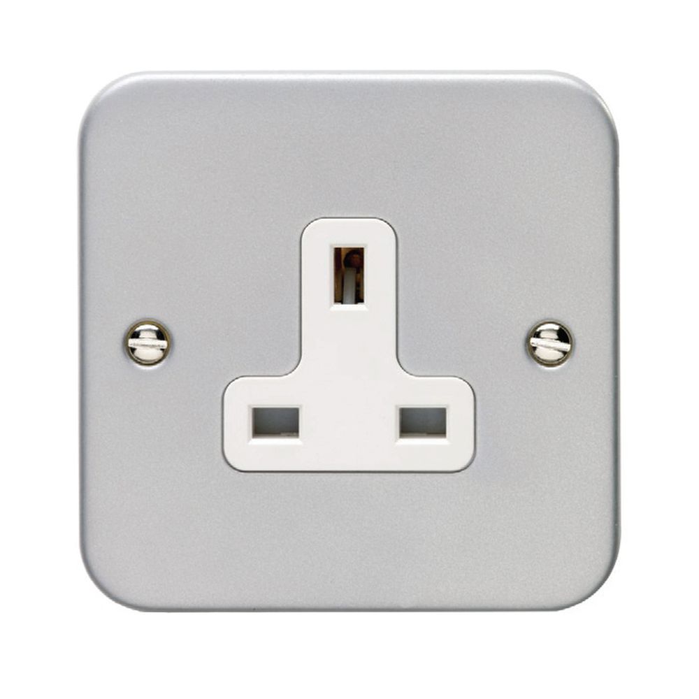 This is an image showing Eurolite Metal Clad 1 Gang Unswitched Socket - Metal Clad mc1usow available to order from T.H. Wiggans Ironmongery in Kendal, quick delivery and discounted prices.