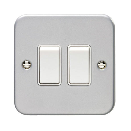 This is an image showing Eurolite Metal Clad 2 Gang Switch - Metal Clad mc2sww available to order from T.H. Wiggans Ironmongery in Kendal, quick delivery and discounted prices.
