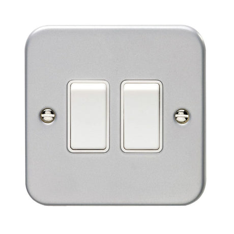 This is an image showing Eurolite Metal Clad 2 Gang Switch - Metal Clad mc2sww available to order from T.H. Wiggans Ironmongery in Kendal, quick delivery and discounted prices.