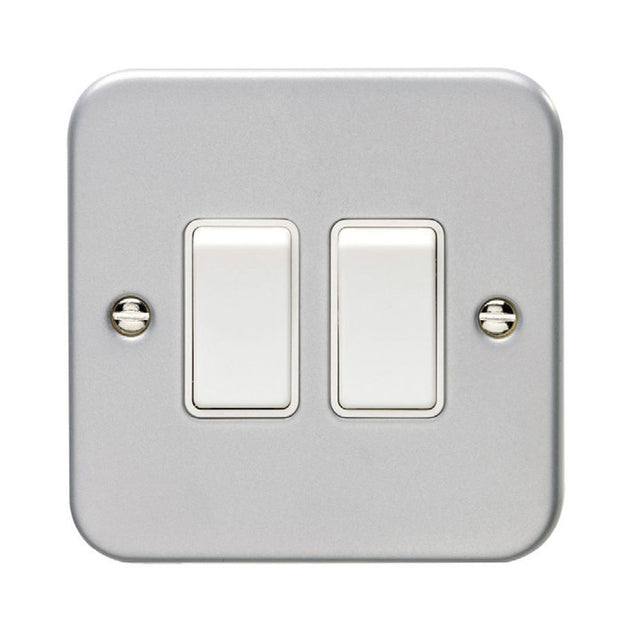 This is an image showing Eurolite Metal Clad 2 Gang Switch - Metal Clad mc2sww available to order from T.H. Wiggans Ironmongery in Kendal, quick delivery and discounted prices.