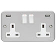 This is an image showing Eurolite Metal Clad 2 Gang USB Socket - Metal Clad mc2usbw available to order from T.H. Wiggans Ironmongery in Kendal, quick delivery and discounted prices.