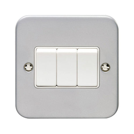 This is an image showing Eurolite Metal Clad 3 Gang Switch - Metal Clad mc3sww available to order from T.H. Wiggans Ironmongery in Kendal, quick delivery and discounted prices.