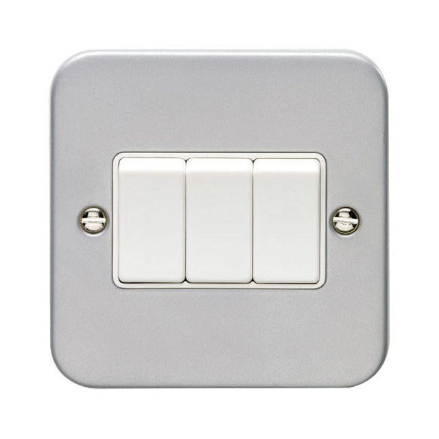 This is an image showing Eurolite Metal Clad 3 Gang Switch - Metal Clad mc3sww available to order from T.H. Wiggans Ironmongery in Kendal, quick delivery and discounted prices.