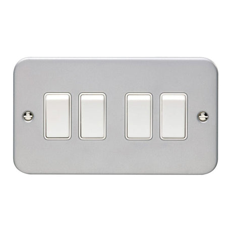 This is an image showing Eurolite Metal Clad 4 Gang Switch - Metal Clad mc4sww available to order from T.H. Wiggans Ironmongery in Kendal, quick delivery and discounted prices.