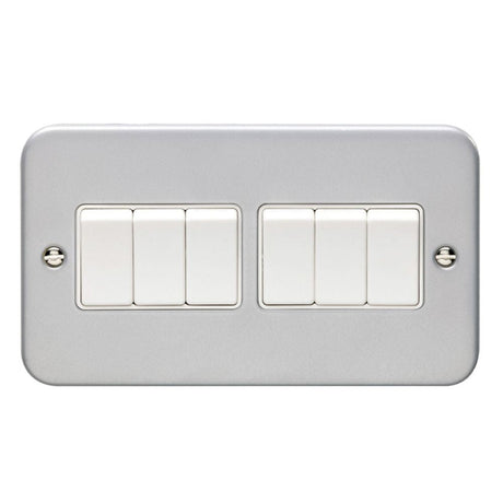 This is an image showing Eurolite Metal Clad 6 Gang Switch - Metal Clad mc6sww available to order from T.H. Wiggans Ironmongery in Kendal, quick delivery and discounted prices.