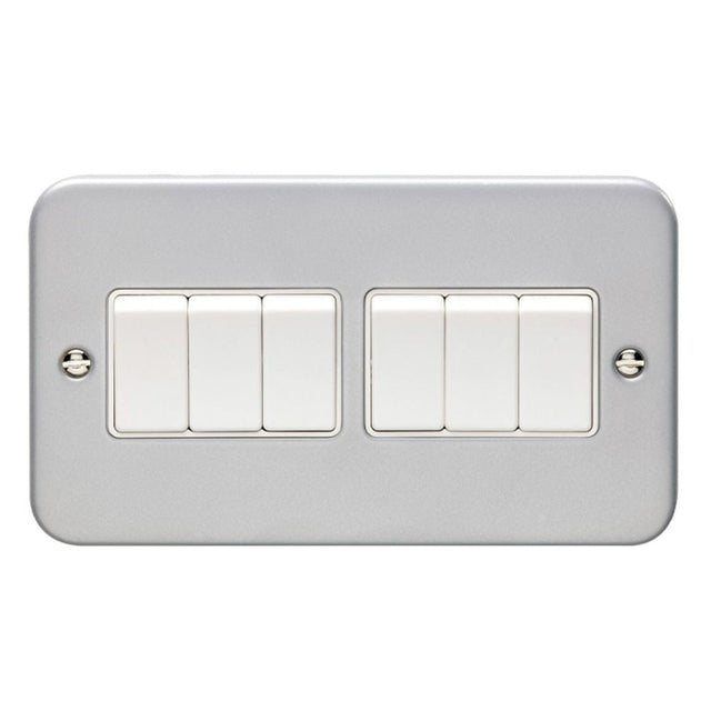 This is an image showing Eurolite Metal Clad 6 Gang Switch - Metal Clad mc6sww available to order from T.H. Wiggans Ironmongery in Kendal, quick delivery and discounted prices.