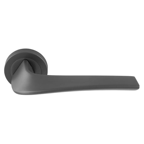 This is an image of a Manital - Master lever on round rose - Anthracite ms5ant that is availble to order from T.H Wiggans Ironmongery in Kendal.