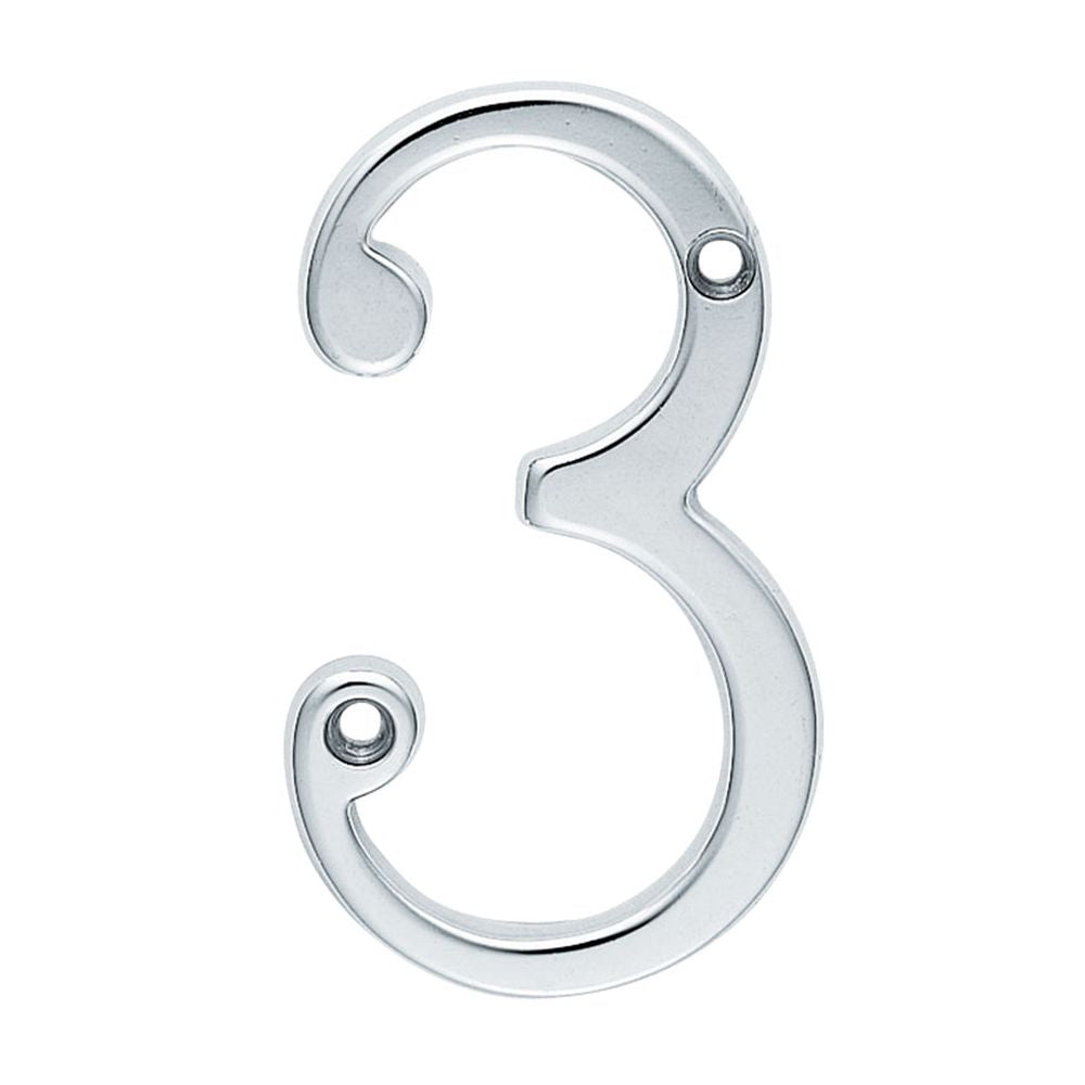 This is an image of Carlisle Brass - Numerals (0-9) Number 3 - Satin Chrome available to order from T.H Wiggans Architectural Ironmongery in Kendal, quick delivery and discounted prices.