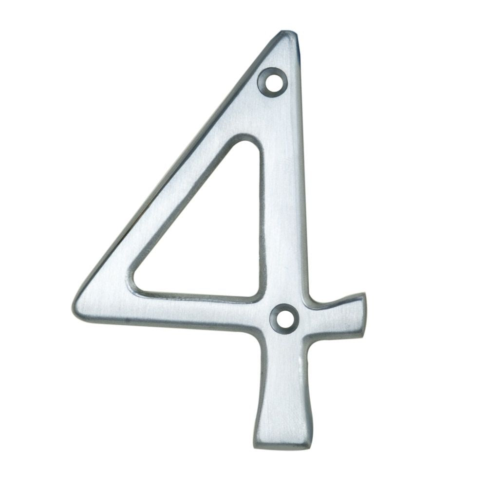 This is an image of Carlisle Brass - Numerals (0-9) Number 4 - Satin Chrome available to order from T.H Wiggans Architectural Ironmongery in Kendal, quick delivery and discounted prices.