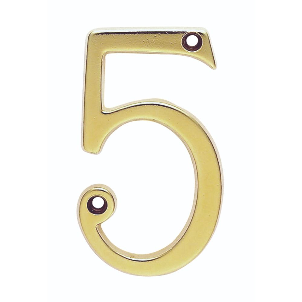 This is an image of Carlisle Brass - Numerals (0-9) Number 5 - Stainless Brass available to order from T.H Wiggans Architectural Ironmongery in Kendal, quick delivery and discounted prices.