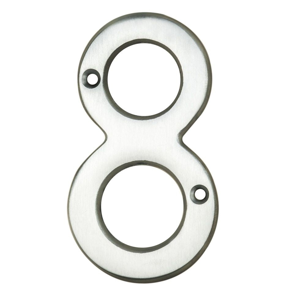 This is an image of Carlisle Brass - Numerals (0-9) Number 8 - Satin Chrome available to order from T.H Wiggans Architectural Ironmongery in Kendal, quick delivery and discounted prices.