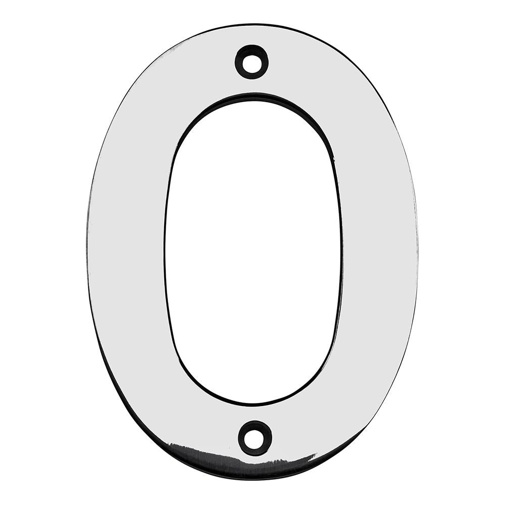 This is an image of Eurospec - Numerals Number 0 - Bright Stainless Steel available to order from T.H Wiggans Architectural Ironmongery in Kendal, quick delivery and discounted prices.
