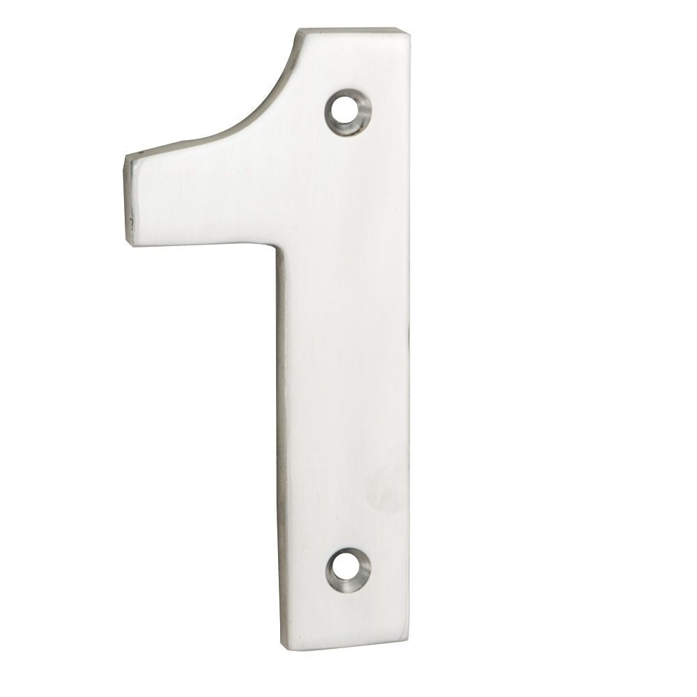This is an image of Eurospec - Numerals Number 1 - Bright Stainless Steel available to order from T.H Wiggans Architectural Ironmongery in Kendal, quick delivery and discounted prices.
