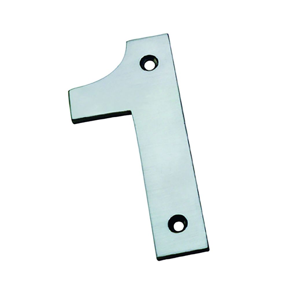 This is an image of Eurospec - Numerals Number 1 - Satin Stainless Steel available to order from T.H Wiggans Architectural Ironmongery in Kendal, quick delivery and discounted prices.