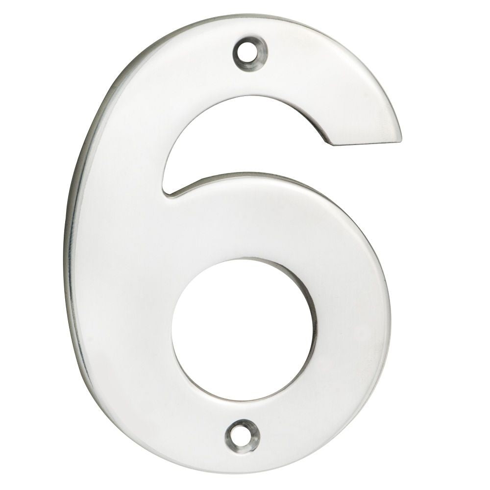 This is an image of Eurospec - Numerals Number 6/9 - Bright Stainless Steel available to order from T.H Wiggans Architectural Ironmongery in Kendal, quick delivery and discounted prices.