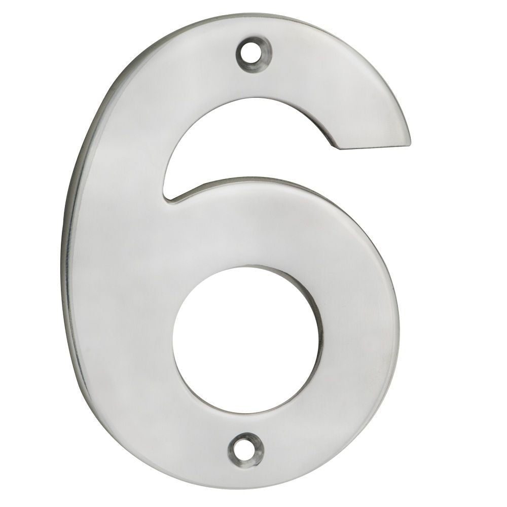 This is an image of Eurospec - Numerals Number 6/9 - Satin Stainless Steel available to order from T.H Wiggans Architectural Ironmongery in Kendal, quick delivery and discounted prices.