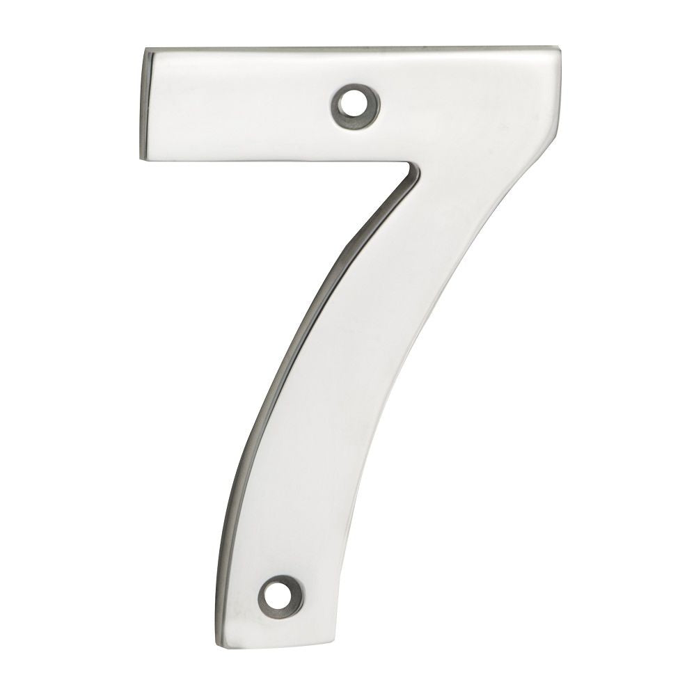This is an image of Eurospec - Numerals Number 7 - Bright Stainless Steel available to order from T.H Wiggans Architectural Ironmongery in Kendal, quick delivery and discounted prices.