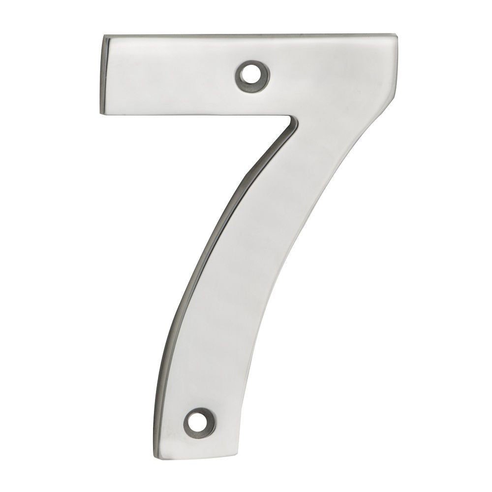 This is an image of Eurospec - Numerals Number 7 - Satin Stainless Steel available to order from T.H Wiggans Architectural Ironmongery in Kendal, quick delivery and discounted prices.