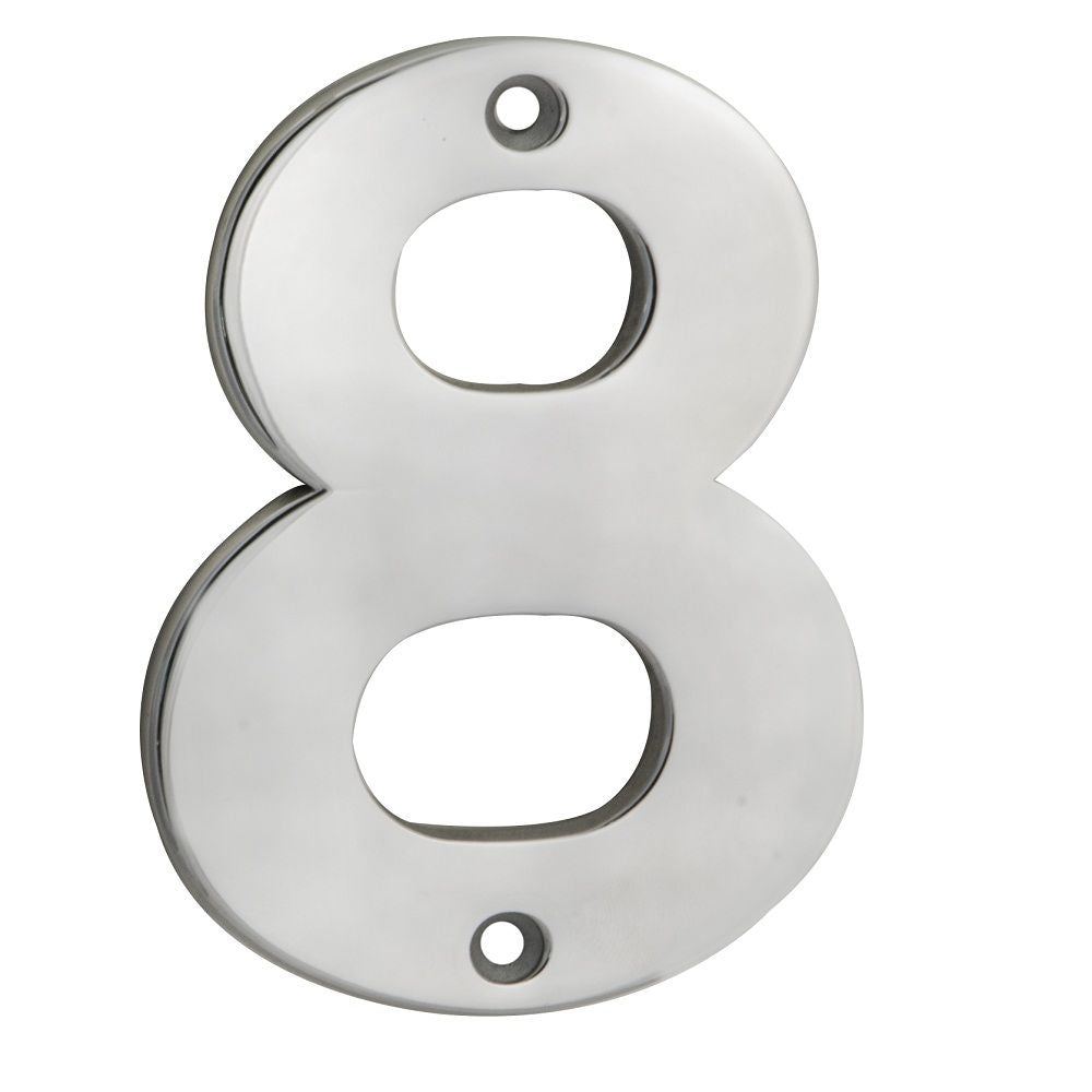This is an image of Eurospec - Numerals Number 8 - Satin Stainless Steel available to order from T.H Wiggans Architectural Ironmongery in Kendal, quick delivery and discounted prices.
