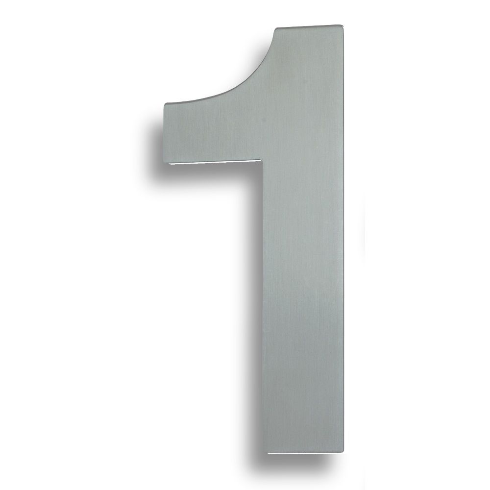 This is an image of Eurospec - Stainless Steel 7" Numerals (0-9) (Number 1) - Satin Stainless Steel available to order from T.H Wiggans Architectural Ironmongery in Kendal, quick delivery and discounted prices.
