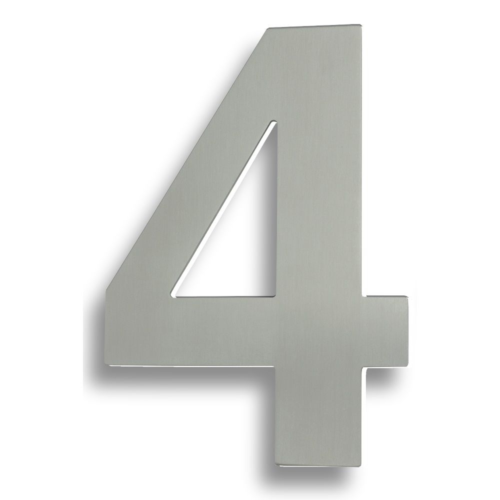This is an image of Eurospec - Stainless Steel 7" Numerals (0-9) (Number 4) - Satin Stainless Steel available to order from T.H Wiggans Architectural Ironmongery in Kendal, quick delivery and discounted prices.