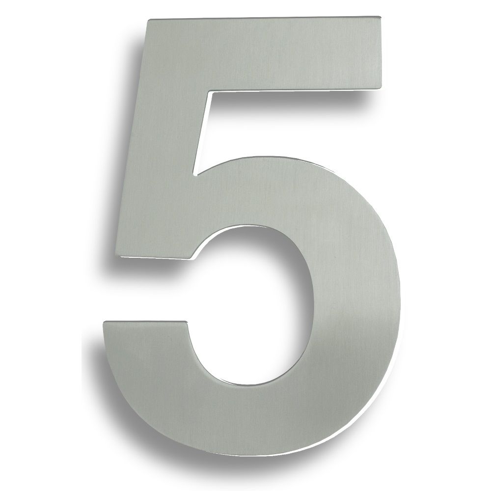 This is an image of Eurospec - Stainless Steel 7" Numerals (0-9) (Number 5) - Satin Stainless Steel available to order from T.H Wiggans Architectural Ironmongery in Kendal, quick delivery and discounted prices.