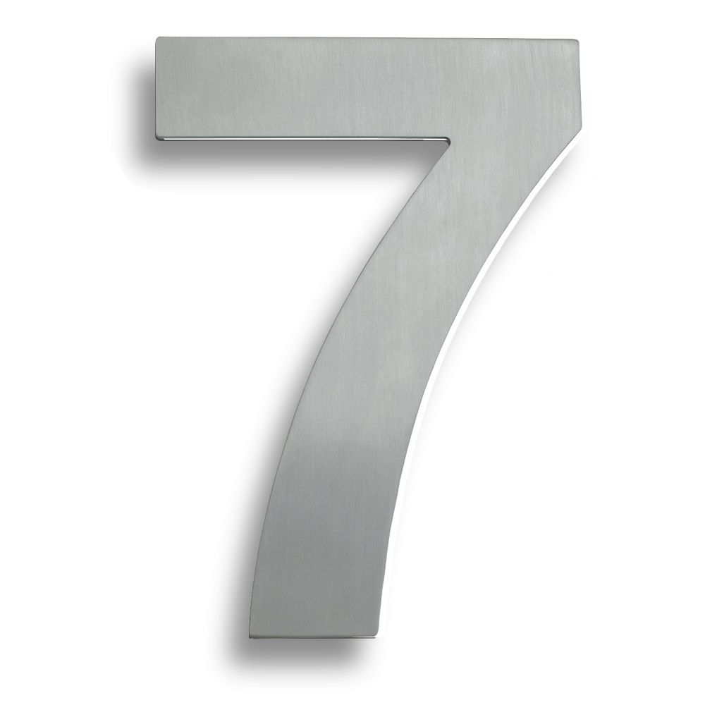 This is an image of Eurospec - Stainless Steel 7" Numerals (0-9) (Number 7) - Bright Stainless Steel available to order from T.H Wiggans Architectural Ironmongery in Kendal, quick delivery and discounted prices.