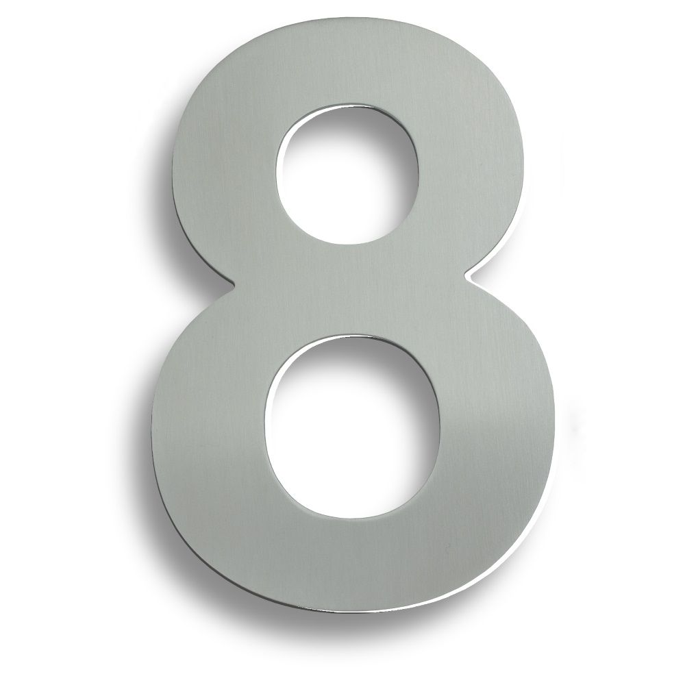 This is an image of Eurospec - Stainless Steel 7" Numerals (0-9) (Number 8) - Bright Stainless Steel available to order from T.H Wiggans Architectural Ironmongery in Kendal, quick delivery and discounted prices.
