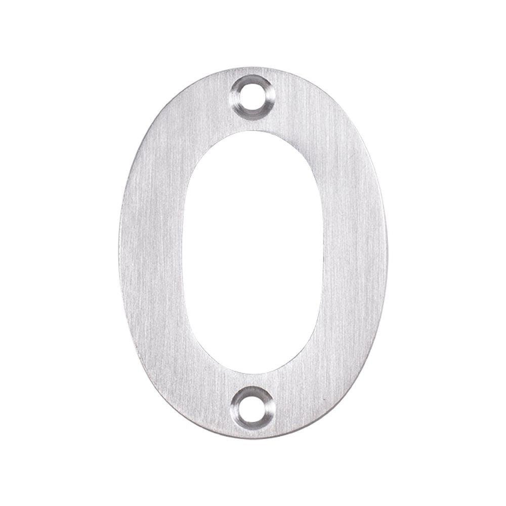 This is an image of Eurospec - Numerals Number 0 - Satin Stainless Steel available to order from T.H Wiggans Architectural Ironmongery in Kendal, quick delivery and discounted prices.