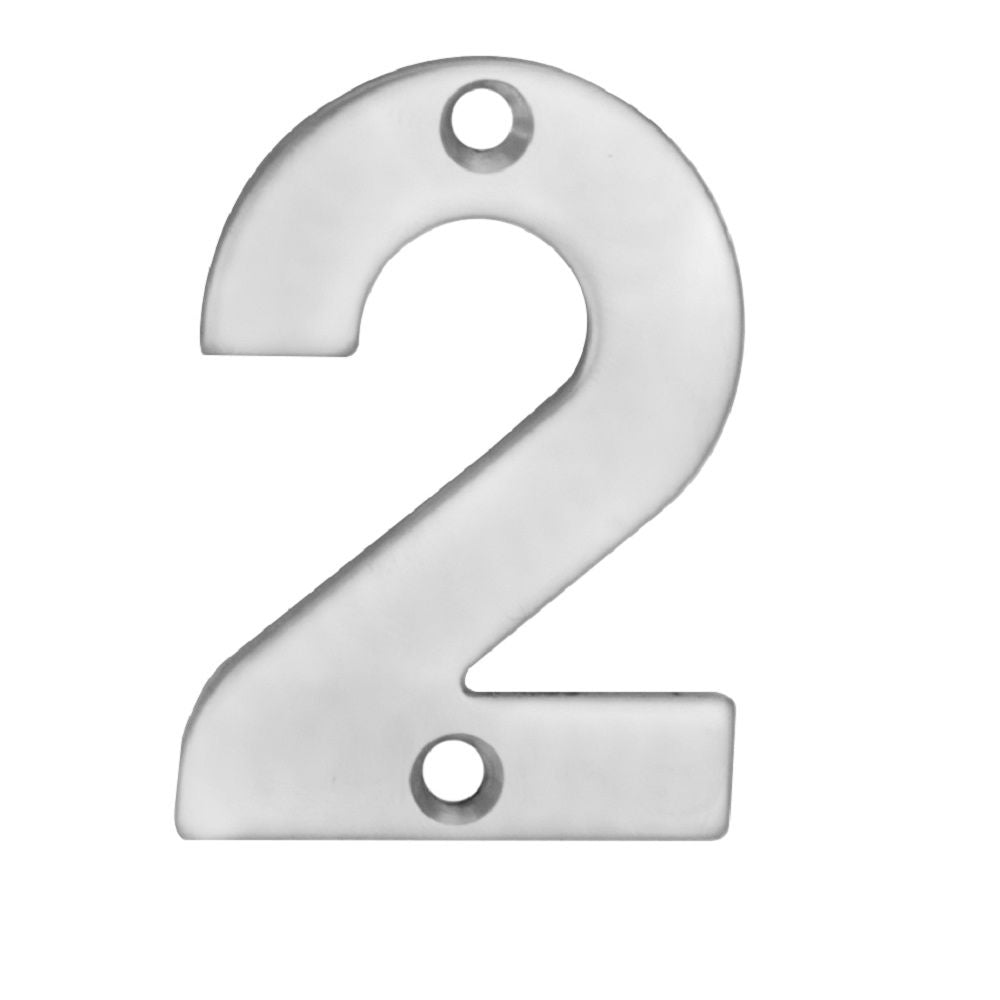 This is an image of Eurospec - Numerals Number 2 - Satin Stainless Steel available to order from T.H Wiggans Architectural Ironmongery in Kendal, quick delivery and discounted prices.