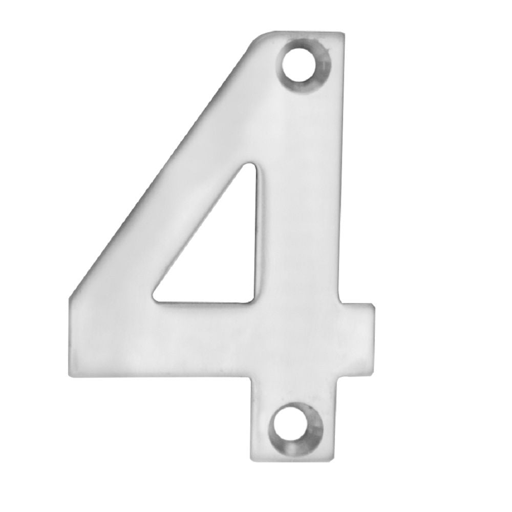 This is an image of Eurospec - Numerals Number 4 - Satin Stainless Steel available to order from T.H Wiggans Architectural Ironmongery in Kendal, quick delivery and discounted prices.
