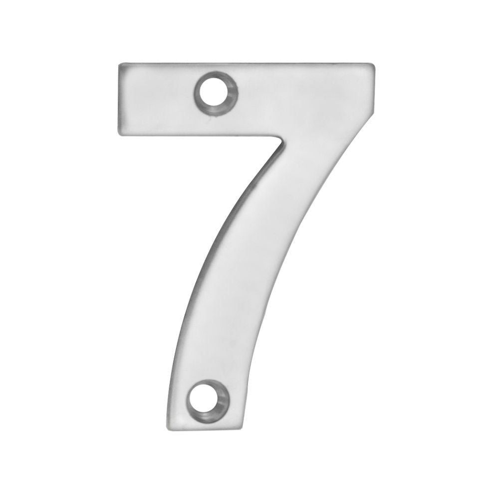 This is an image of Eurospec - Numerals Number 7 - Satin Stainless Steel available to order from T.H Wiggans Architectural Ironmongery in Kendal, quick delivery and discounted prices.