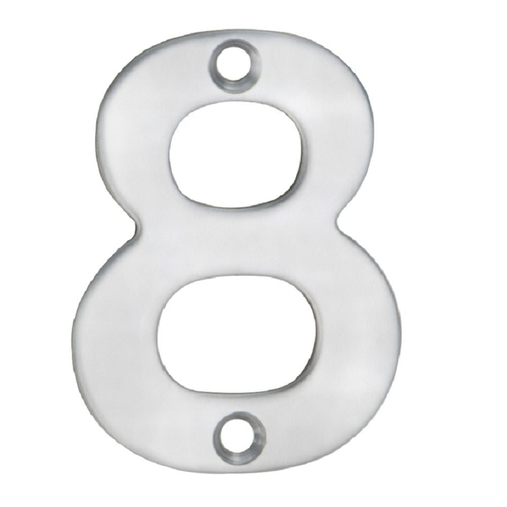 This is an image of Eurospec - Numerals Number 8 - Satin Stainless Steel available to order from T.H Wiggans Architectural Ironmongery in Kendal, quick delivery and discounted prices.