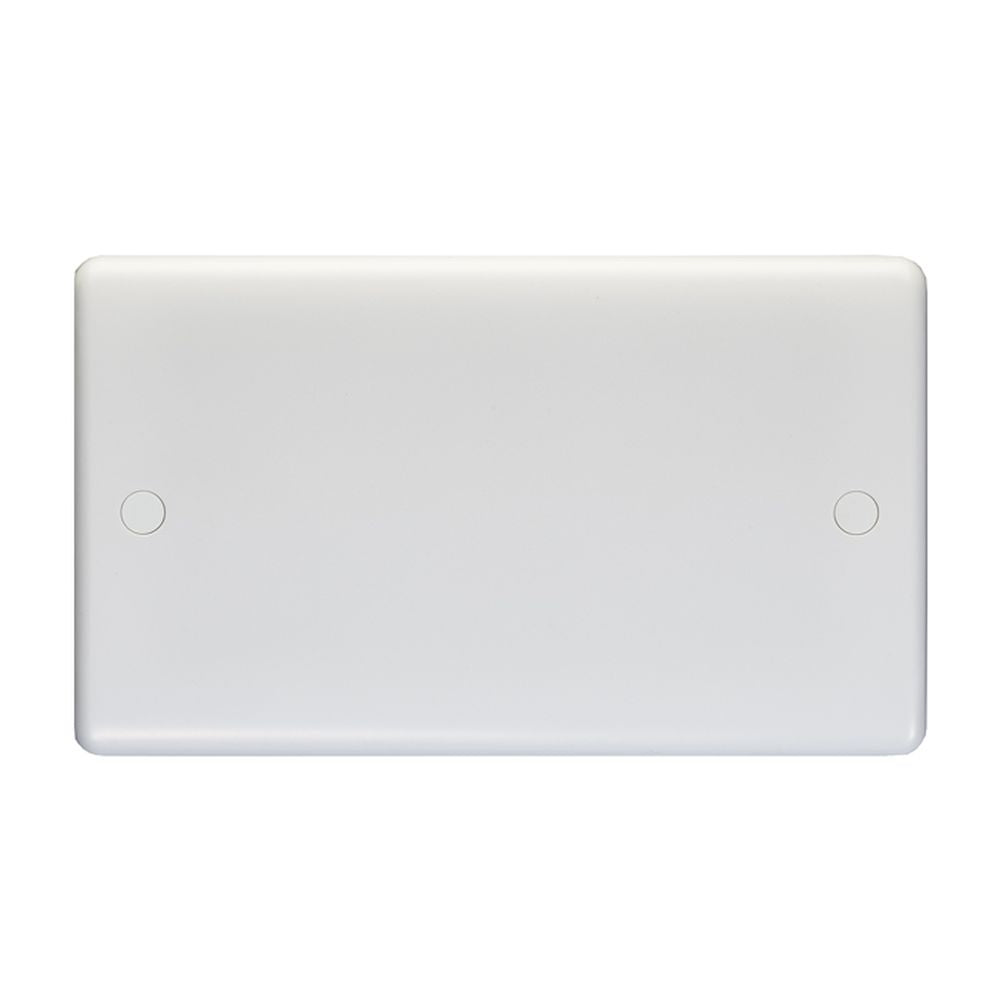 This is an image showing Eurolite Enhance White Plastic Double Blank Plate - White pl4012 available to order from T.H. Wiggans Ironmongery in Kendal, quick delivery and discounted prices.