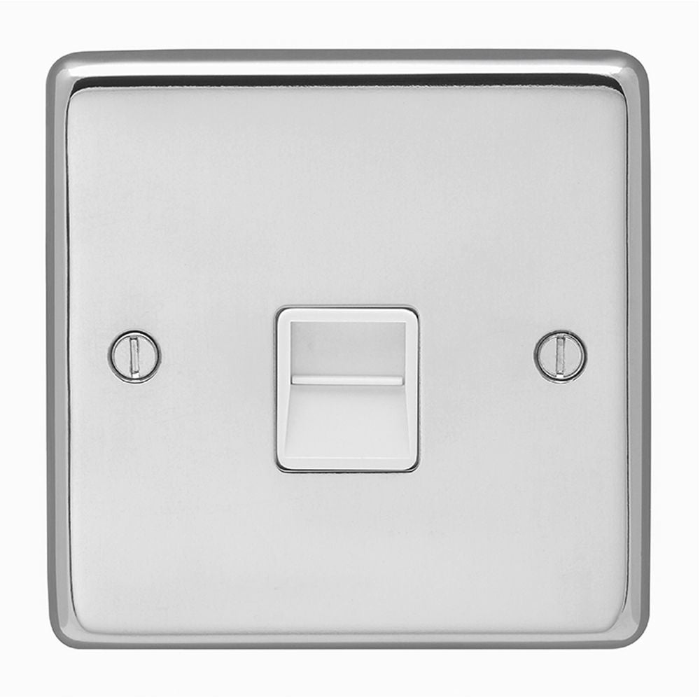 This is an image showing Eurolite Stainless Steel Telephone Master - Polished Stainless Steel (With White Trim) pss1mw available to order from T.H. Wiggans Ironmongery in Kendal, quick delivery and discounted prices.