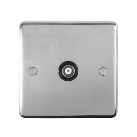 This is an image showing Eurolite Stainless Steel TV - Polished Stainless Steel (With Black Trim) pss1tvb available to order from T.H. Wiggans Ironmongery in Kendal, quick delivery and discounted prices.