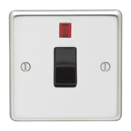 This is an image showing Eurolite Stainless Steel 20Amp Switch with Neon Indicator - Polished Stainless Steel (With Black Trim) pss20aswnb available to order from T.H. Wiggans Ironmongery in Kendal, quick delivery and discounted prices.