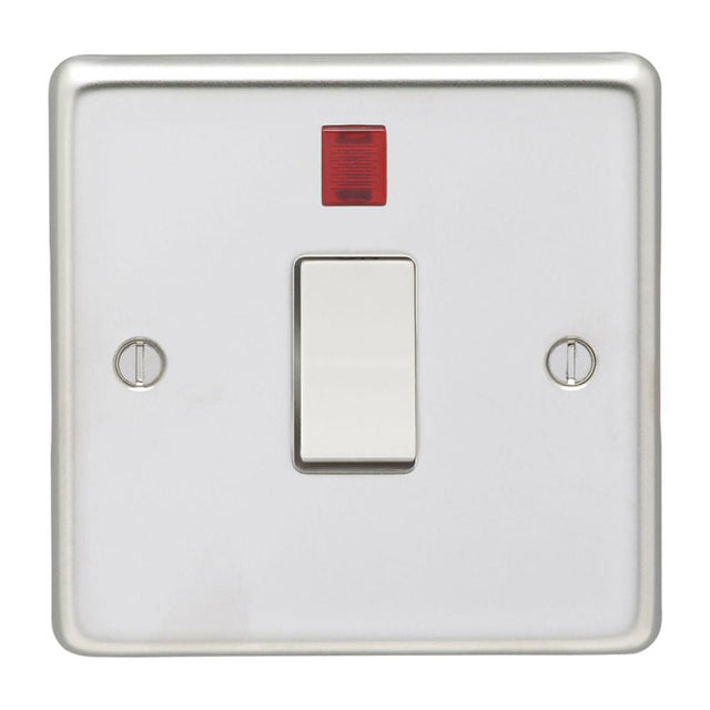 This is an image showing Eurolite Stainless Steel 20Amp Switch with Neon Indicator - Polished Stainless Steel (With White Trim) pss20aswnw available to order from T.H. Wiggans Ironmongery in Kendal, quick delivery and discounted prices.