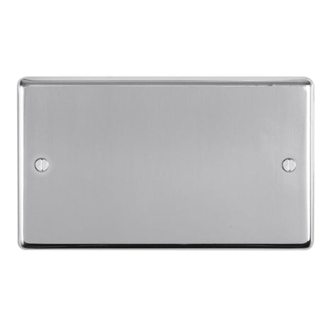 This is an image showing Eurolite Stainless Steel Double Blank Plate - Polished Stainless Steel (With Black Trim) pss2b available to order from T.H. Wiggans Ironmongery in Kendal, quick delivery and discounted prices.