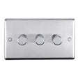 This is an image showing Eurolite Stainless Steel 3 Gang Dimmer - Polished Stainless Steel pss3d400 available to order from T.H. Wiggans Ironmongery in Kendal, quick delivery and discounted prices.