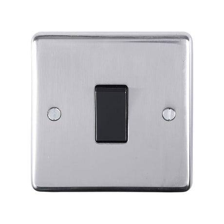 This is an image showing Eurolite Stainless Steel Intermediate Switch - Polished Stainless Steel (With Black Trim) pssintb available to order from T.H. Wiggans Ironmongery in Kendal, quick delivery and discounted prices.
