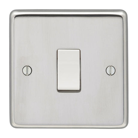 This is an image showing Eurolite Stainless Steel Intermediate Switch - Polished Stainless Steel (With White Trim) pssintw available to order from T.H. Wiggans Ironmongery in Kendal, quick delivery and discounted prices.