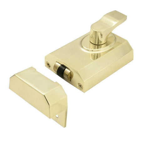 This is an image of a Eurospec - Contract Rim Cylinder Rollerbolt 60mm - Electro Brassed that is availble to order from T.H Wiggans Architectural Ironmongery in Kendal.