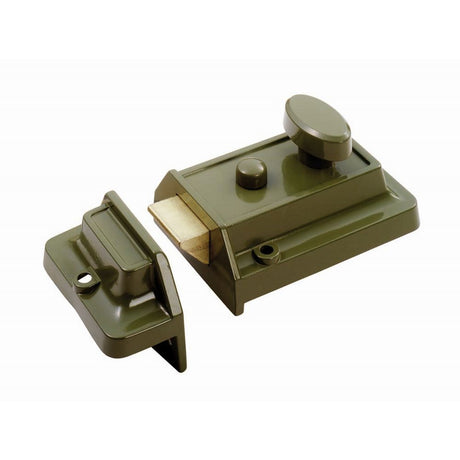 This is an image of a Eurospec - Traditional Rim Cylinder Nightlatch - Green that is availble to order from T.H Wiggans Architectural Ironmongery in Kendal.