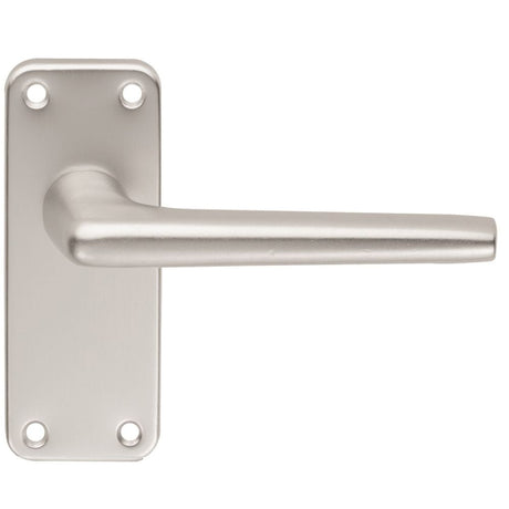 This is an image of Eurospec - Aluminium Lever on Latch Backplate - Satin Anodised Aluminium available to order from T.H Wiggans Architectural Ironmongery in Kendal, quick delivery and discounted prices.