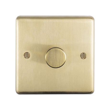 This is an image showing Eurolite Stainless Steel 1 Gang Dimmer - Satin Brass sb1d400 available to order from T.H. Wiggans Ironmongery in Kendal, quick delivery and discounted prices.
