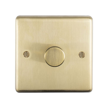 This is an image showing Eurolite Stainless Steel 1 Gang Dimmer - Satin Brass sb1dled available to order from T.H. Wiggans Ironmongery in Kendal, quick delivery and discounted prices.