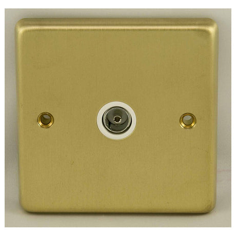 This is an image showing Eurolite Stainless Steel TV - Satin Brass (With White Trim) sb1tvw available to order from T.H. Wiggans Ironmongery in Kendal, quick delivery and discounted prices.